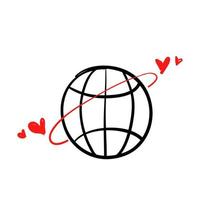 hand drawn long distance relationship icon concept illustration vector