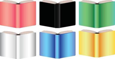 libros abiertos de pie con diferentes colores vector