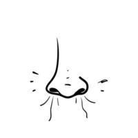 dibujado a mano doodle nariz sentido olor ilustración icono aislado vector