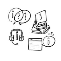 hand drawn Simple Set of Info and Help Desk Related Vector Line Icons illustration