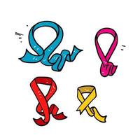 hand drawn doodle cancer ribbon illustration symbol isolated vector