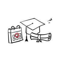 hand drawn doodle graduation time icon symbol illustration isolated background vector