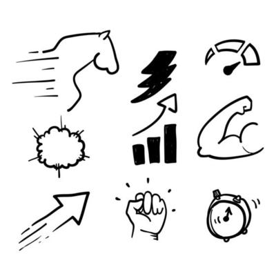 hand drawn doodle performance related icon illustration