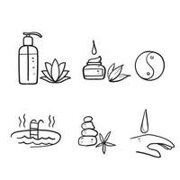 hand drawn doodle beauty and spa related illustration vector