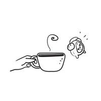 dibujado a mano doodle tiempo de café icono ilustración vector aislado