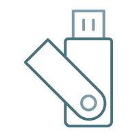 icono de dos colores de línea de memoria USB vector