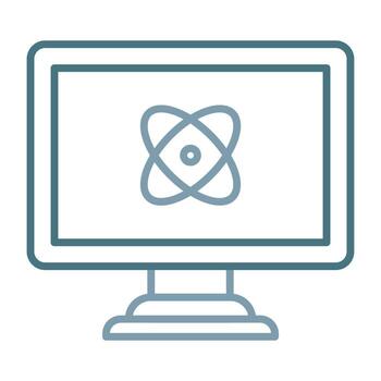 icono de dos colores de la línea de computación cuántica vector