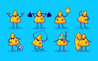 sports pizza character collection vector