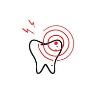 hand drawn doodle toothache illustration icon isolated vector