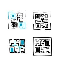 dibujado a mano doodle escanear código qr ilustración vector fondo aislado