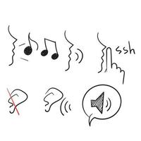 hand draw doodle Simple Set of Voice Related Vector Line Icons illustration