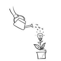 hand drawn doodle watering plant bulb illustration icon isolated vector