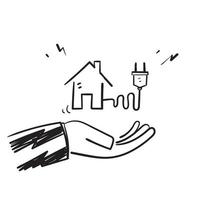 hand drawn doodle home electricity illustration vector isolated