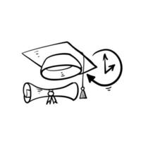 hand drawn doodle graduation time icon symbol illustration isolated background vector