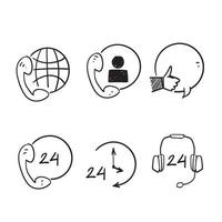 hand drawn doodle contact and support line illustration icon isolated vector