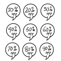 hand drawn doodle discount prize label illustration vector isolated