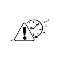 hand drawn doodle sketch exclamation point with clock illustration vector