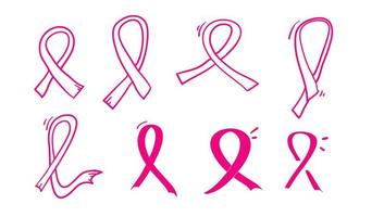 pink ribbon symbol for breast awareness month with handdrawn doodle style vector