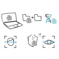 hand drawn doodle biometric authentication related illustration icon isolated vector