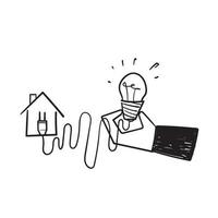 dibujado a mano doodle hogar electricidad ilustración vector aislado