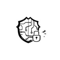 hand drawn doodle cyber security icon illustration vector