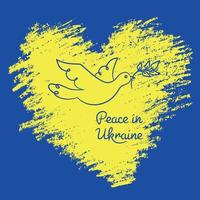 Blue yellow heart with dove of peace. vector