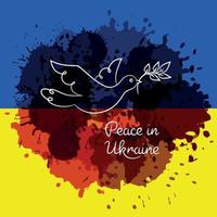 dove of peace on the background of the stained flag of Ukraine vector