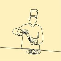 continuous line drawing on chef vector