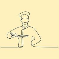 continuous line drawing on chef vector