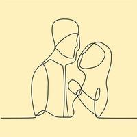 continuous line drawing couple vector