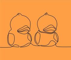 continuous line drawing on duck vector