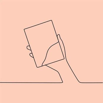 continuous line drawing on card vector