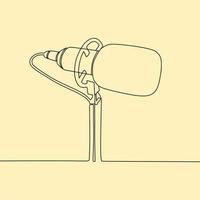 continuous line drawing on microphone vector