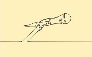 continuous line drawing on microphone vector