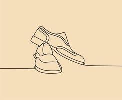 dibujo de línea continua en los zapatos vector