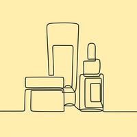 continuous line drawing on skincare vector