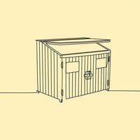 continuous line drawing on trash box vector