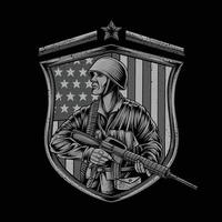 United States Army Black White Veterans vector