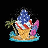 United States Ice cream Summer Beach vector