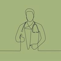continuous line drawing doctor vector