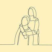 continuous line drawing couple vector