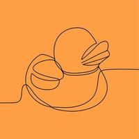 continuous line drawing on duck vector