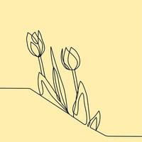 continuous line drawing on flower vector