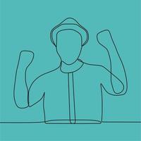 continuous line drawing people with hat vector