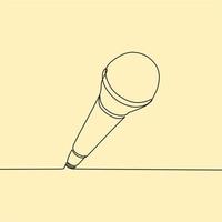 continuous line drawing on microphone vector