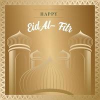 The background of the Eid greeting post. golden mosque illustration as greeting card. vector