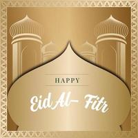 el fondo de la publicación de saludo eid. ilustración de la mezquita dorada como tarjeta de felicitación. vector