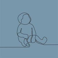 continuous line drawing on children vector