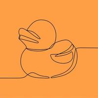 continuous line drawing on duck vector