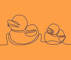 continuous line drawing on duck vector